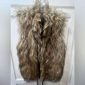 Ci Sono Faux Fur Vest in Brown and Black